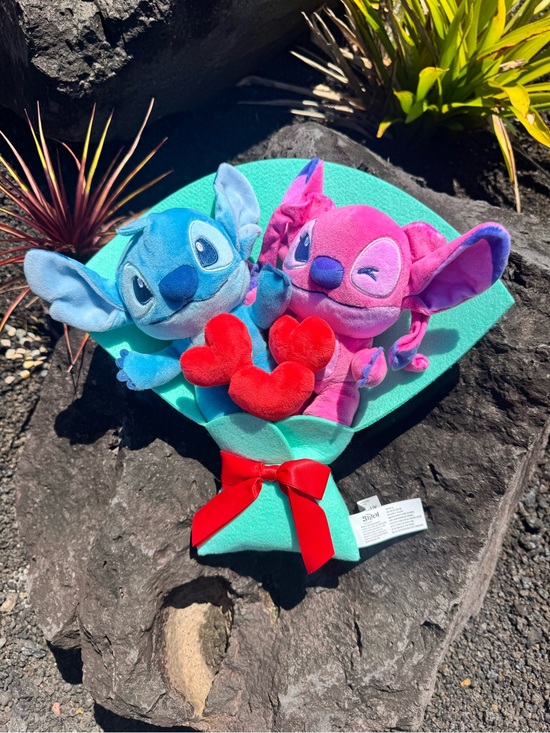 Disney Other - Disney Stitch & Angel Plush Bouquet Hearts Valentine Gift Just Play